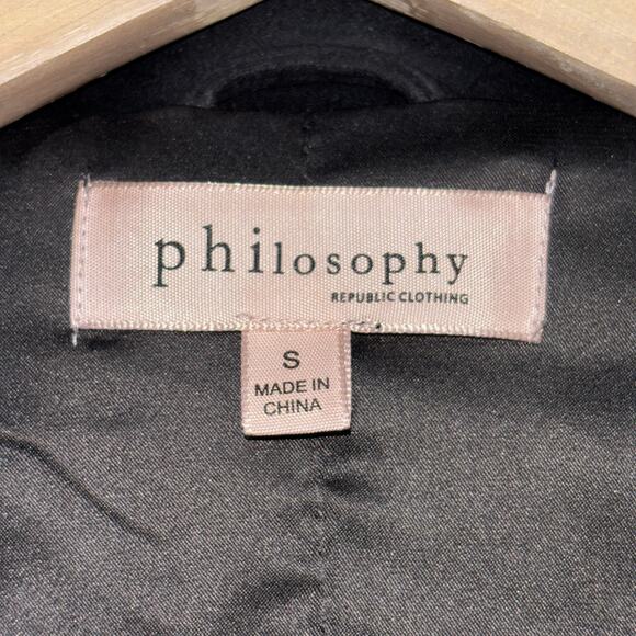 Philosophy Faux Suede Jacket S Black Minimalist Chic Moto Soft Statement Modern - Picture 3 of 8